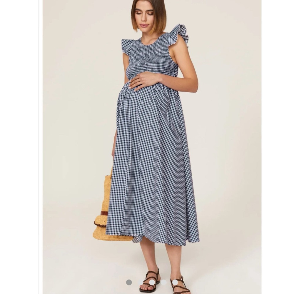 NOM Maternity Harper Smocked Gingham Dress